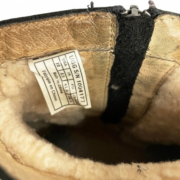 Ugg Neevah Black Shearling Sheepskin Lined Boots Leather Ankle Zip Women's 10 - Picture 10 of 13